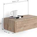 Mobili Fiver, Riccardo Floating nightstand, Oak, 17.7" x 9.8" x 6.1 ", Melamine-Finished, Modern Bedside Table, End Table, Italian Furniture, 17.7 in x 9.8 in x 5.9 in
