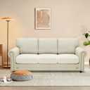 MAXIJIN Velvet Stretch Seat Cushion Covers Couch Cushion Cover for Individual Cushions Sofa Seat Cushion Slipcovers with Elastic Bottom (3 Piece XL Sofa Cushion Covers, Beige)