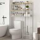 Extra Wide Over The Toilet Storage - 37.5" W, 4-Tier Over Toilet Bathroom Organizer with Extra Side Shelf and 2 Drain Baskets, Space Saver Storage for Bathroom, Balcony, Living Room