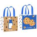 Milk and Cookies Favor Bags 12pcs Milk and Cookies Birthday Party Supplies Non Woven Party Goodie Treat Bags with Handles for Baby Shower Supplies