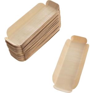 Disposable Wooden Plate Dessert Appetizers Charcuterie Sushi Plate for Party Picnic Weddings(8 * 3inches 50PCS)