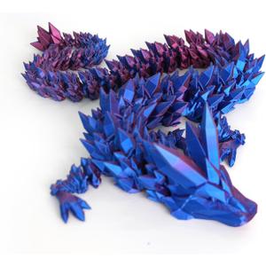 3D Printed Dragon - 24 inch Dragon Fidget Toy, Large Pearly Sheen Articulated Dragon, 3D Printed Gift for Birthday, Figurine Decor(Purple) (Rose+Blue)