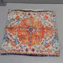 Outdoor Waterproof Pillow Covers 18X18 Inch - Bohemian Vintage Carpet Pattern Orange Blue Ethnic Design Decorative Farmhouse for Couch Garden Balcony (1 pack)