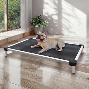 FXW TitanNest Chew-Proof Elevated Dog Bed, Raised Cot for Indoor/Outdoor/Camping Use, Durable & Waterproof Cooling Pet Bed for Small Dogs, 35.0" L x 22.0" W x 4.5" H, Black