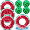 Lewtemi 8 Pcs Fruit Pool Floats Watermelon Swimming Rings Watermelon Beach Balls Inflatable Pool Floaties Inflatable Tubes Floaties Toys Hawaiian Beach Summer Tropical Party for Adult