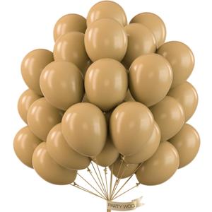 PartyWoo Tan Balloons 100 pcs 12 Inch Light Brown Neutral Boho Coffee Latex Helium Balloons for Wedding Baby Shower Gender Reveal Graduation Safari Woodland Birthday Party Decorations Tan-F19