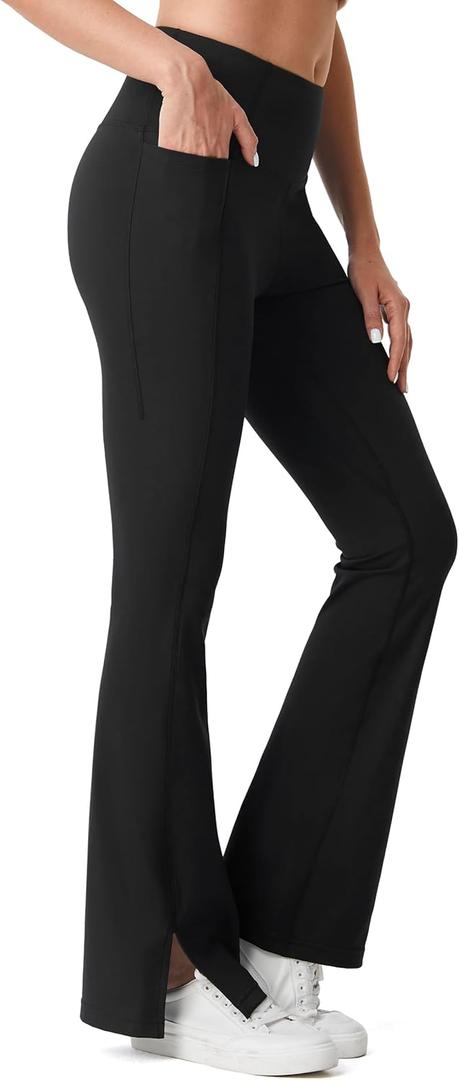 AFITNE Women's Flare Leggings High Waist Yoga Pants with Pockets Tummy Control Workout Casual Bootcut Pants (Black628)