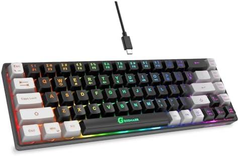 GEODMAER 65% Gaming Keyboard, LED Backlit Mini Wired, Ultra-Compact Anti-Ghosting No-Conflict 68 Keys for PC Laptop Windows Gamer : Video Games
