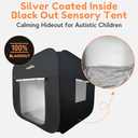 Pop up Sensory Tent for Kids, Extra Big 47x47in Black Out Calming Hideout Den, Calm Down Black Tent for Autism Kids ADHD SPD, Autistic Sensory Room Play Tents with Door & Window