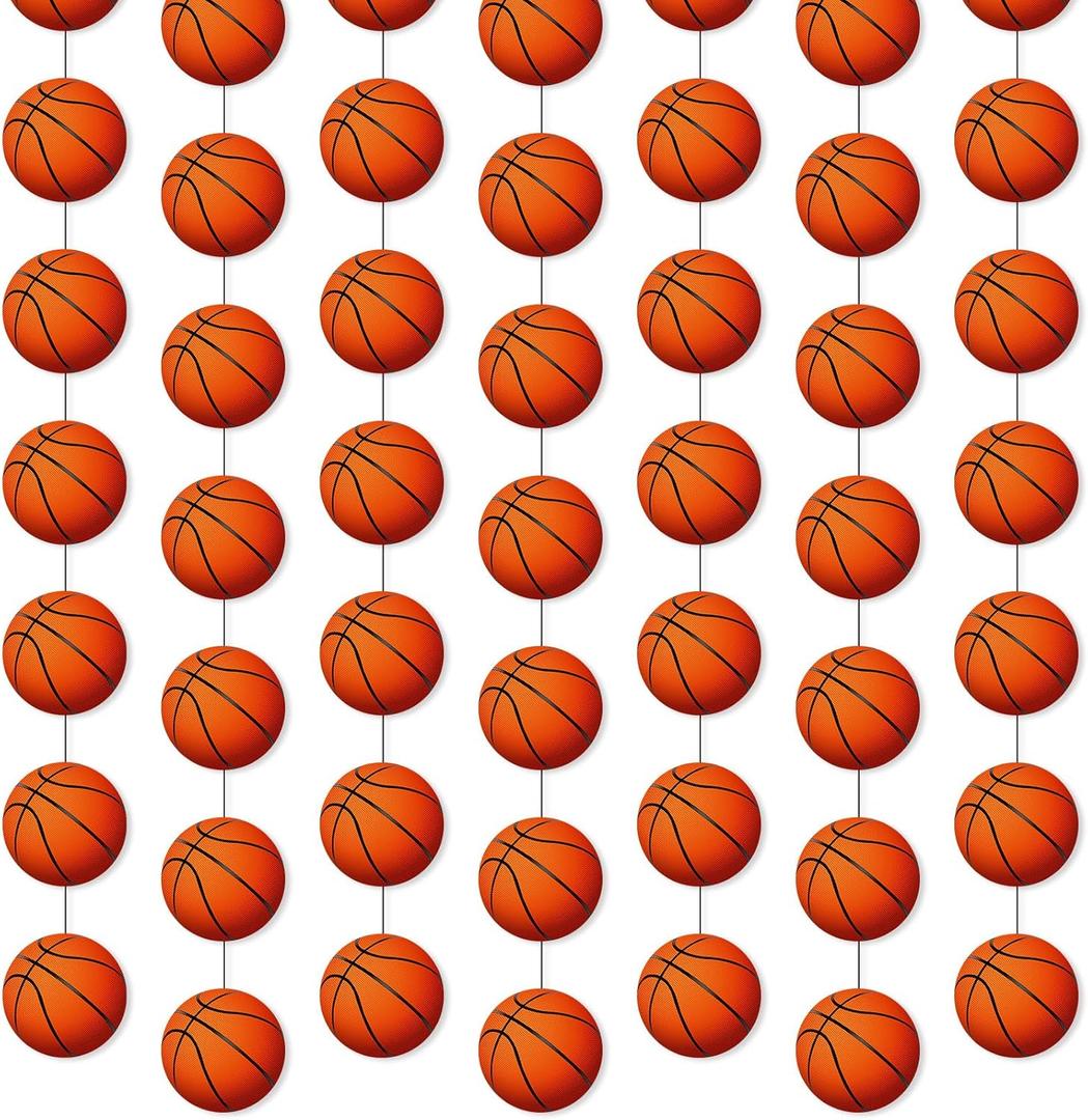 Faccito 8 Pcs Sports Party Banners Sports Theme Party Hanging Decorations Paper Garland for Teens Balls Birthday Baby Shower Home Classroom Supplies Decor (Basketball)