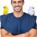 Parrot Anti-Scratch Shoulder Protector, Hang Bird Anklet Toys, Multi-Functional Pet Training Pad Poop Diaper Anti-bite Shawl for Parakeets Cockatiels Macaws Finches (Large, Blue)