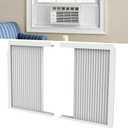 BJADE'S Window Air Conditioner Side Panels with Frames, Accordion Filler Curtain Kit for Most 5000 BTU Units,Adjustable Insulation Panel for Window AC Seal Replacement Screen