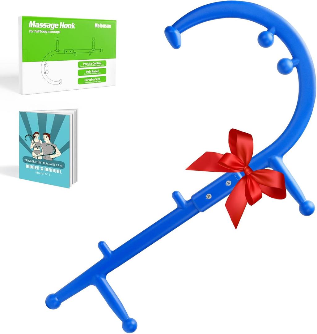 Ergonomic Trigger Point Massage Cane  Lightweight Self-Massage Hook for Back, Neck, Shoulder & Full-Body Relief  Portable Deep Tissue Therapy Cane, BPA-Free, Ideal Gift for Women & Men (Blue) (1 Count (Pack of 1))
