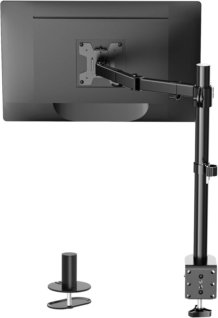 WALI Single Monitor Mount, Single Monitor Arm Desk Mount,Desk Monitor Stand, Holds Screen Up to 32inch, 22lbs, Adjustable Mount with C-CLAMP Designed for Home Office Application(M001), Black (16 inch Tall)