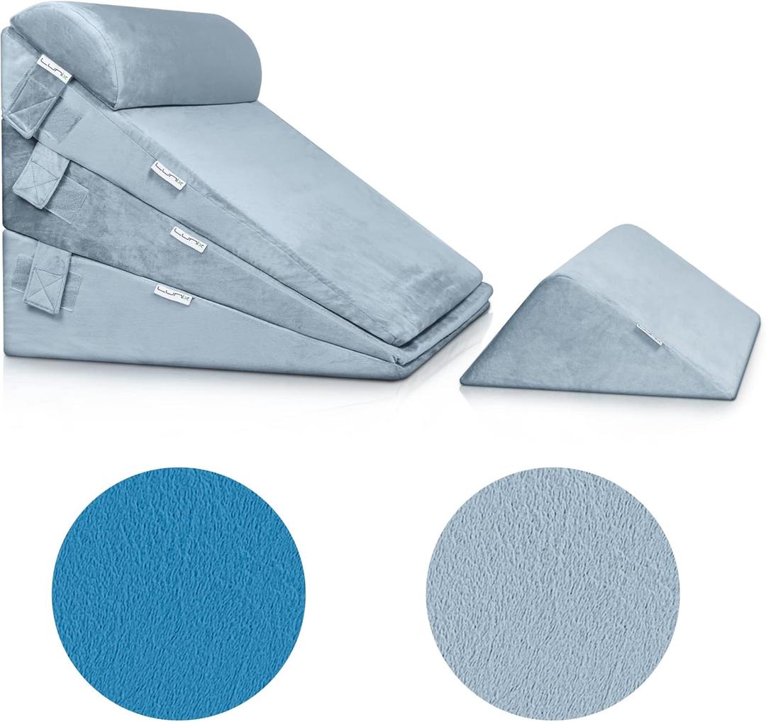 Lunix Replacement Cover for LX11 5pcs Wedge Pillow Set, Foam not Included - Gray