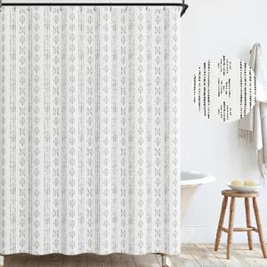 jinchan Black and White Boho Shower Curtain Bohemian Vertical Striped Fabric Shower Curtains for Bathroom with 12 Hooks Waterproof 70x72 Inches