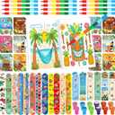 72 Pcs Hawaiian Luau Coloring Set Party Favors, Summer Bag Stuffers, Tiki Beach Pool Party Decorations, Luau Birthday Classroom Gifts for Hawaiian Tiki Pinata Supplies