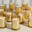 12 Pack Glass Candle Jars-10oz Golden Empty Candle Jars with Bamboo Lids, Bulk Candle Jars for Gold Wedding Centerpieces for Table Decorations, Gold Party Bridal Shower Decorations