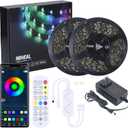 MIHEAL Led Strip Lights Kit 65.6ft 5050 SMD RGB Flexible LED Tape Lights with DC24V UL Power Supply RF Remote Controller for Under Cabinet Lighting Bedroom, Living Room (Black)