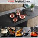 Electric Cooktop 30 Inch - 4 Burners Built-in Ceramic Cooktop, 30" Radiant Electric Stove Top with Knob Control, Hot Surface Indicator, 6700W, 220-240V Hard Wire(No Plug)