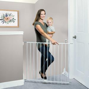 Toddleroo by North States Essential Stairway & Walkway Gate, White Metal, Hardware Mounted Baby Gate for Stairs, 30" Tall, Adjustable 24.5-40.25", Removable Baby Gates for Stairs, Stair Gate