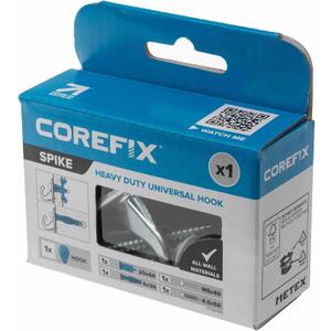 Corefix Spike, Heavy Duty Wall Hook Anchor Kit for Mirrors, Pictures and Canvas' Up to 110lbs in Drywall or Up to 132lbs in Masonry Walls. Easy to Install (Silver Finish)
