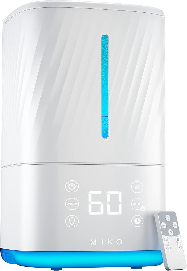 MIKO Cool and Warm Mist Ultrasonic Humidifier
1.2-gallon tank, water filter, auto humidity, no-leak design, timer & sleep mode; covers up to 540 sq ft