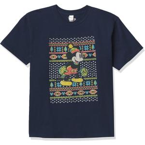 Disney Characters VTG Mickey Sweater Boy's Solid Crew Tee, Navy Blue, Small