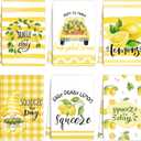 Zubebe 6 Pcs Lemon Kitchen Towels Summer Lemon Dish Cloth Set 18 x 28 Inch Ultra Absorbent Yellow Hand Cloths Tea Towels for Cooking Baking, Housewarming Gift for Home