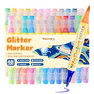 WePaint 45 Colors Glitter Markers, 21 Pack Dual Tip Glitter Brush Pens, Shimmer Pens Water-based Ink, Glitter Paint Pens for Adults DIY Crafts, Card Making, Coloring Books, Writing, Scrapbooking