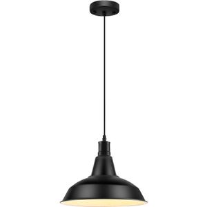 Pendant Light Fixtures, Vintage Farmhouse Hanging Lighting Fixture with Metal Shade, Industrial Barn Lights for Hallway, Kitchen Island, Sink, Dining Room, Living Room, Black, 12.2in