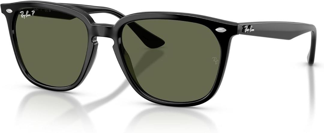 Ray-Ban RB4362 Square Sunglasses for Men for Women (Black / G-15 Green)