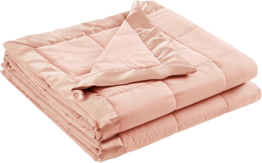 Madison Park Windom Down Alternative Blanket, Premium 3M Scotchgard Moisture Wicking Treatment, Lightweight and Soft Bed Cover For All Season, Satin Trim, Blush Twin