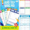 Road Trip Game Pad, 80 Perforated Sheets Travel Activity Pad, 5 Games in 1 Pad, Plane, Car Trip Activity, Pen Pencil & Paper Game for Kids, Adults (6 x 9)