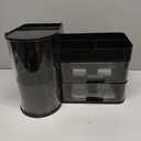 Makeup Organizer with Rotating Brush Holder Cosmetic Organizer with Drawers Countertop Skincare Organizer for Vanity,Cosmetic Display Case Storage (Black, Large)