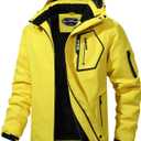 Men's Ski Jacket Winter Warm Snow Coat Waterproof Windbreaker Hooded Work Outerwear Snowboarding Jackets (Large, Yellow)