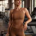 BMJL Womens Workout Tops Built in Bra Tank Top Sleeveless Yoga Gym Clothes (Brown, M)