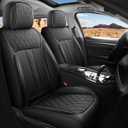 Car Seat Covers Full Set, Nappa Leather Waterproof Car Seat Protector, Airbag Compatible Universal Automotive Cushions Fit for Most Sedans, SUVs & Trucks