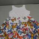 Girls Dresses 8-9 Years Sleeveless Girls Summer Dress Tiered A-Line Girls Casual Dress Midi Sundress Butterfly Print White for Daily & Party