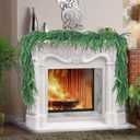 9 FT Prelit Christmas Garland Wreath for Mantle Decoration, Real Touch Winter Greenery Artificial Norfolk Garlands Home Decor for Table Mantle Wall Indoor Outdoor