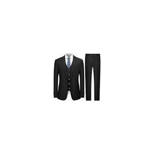 Cooper & Nelson Men's Suit Slim Fit, 3 Piece Suits for Men, One Button Solid Jacket Vest Pants with Tie, Tuxedo Set(38R/S)