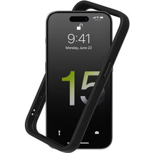 RhinoShield Bumper Case Compatible with [iPhone 15 Pro] | CrashGuard - Shock Absorbent Slim Design Protective Cover 3.5M / 11ft Drop Protection - Black