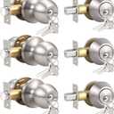 Knobonly 3 Set Keyed Same Entry Door Knob with Single Cylinder Deadbolt, One Keyway Door Lock Set in Satin Nickel Finish, Indoor/Outdoor Security Door Handles