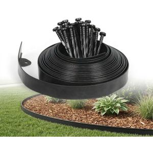 Gardzen 1.5" x 40' Landscape Edging Kit, No Dig Lawn Garden Border with 40 Pcs Spikes, Flexible Edging Border for Mulch Bed Pathway Paver