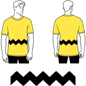 Charlie Zig Zag Line Iron on Transfer for Shirt Decals Brown Cosplay Patches Sticker for Birthday Halloween Costume Chuck DIY Appliques (Extra Large 3XL and Up)