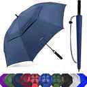 Golf Umbrella Large 62/68/72 Inch, Extra Large Oversize Double Canopy Vented Windproof Waterproof Umbrella, Automatic Open Golf Umbrella for Men and Women and Family. (Navy Blue)