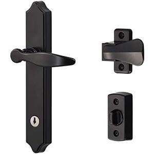 Ideal Security 1216 Surface Mount Storm Door Handle with Lock and Key for 1 – 1 ½ inches Thick Doors (Black, 4-Posts)