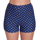Halcurt Women's 3" High Waisted Swim Board Shorts, Beach Quick Dry Boyshorts Swimsuit Bottoms Navy Colorful Dot, Large