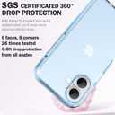 ArtsEvo Designed for iPhone 16 Case, 6.6ft Drop Protection, Full Body Screen Camera Protective Phone Case, Light Blue
