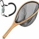 BasicGear Handmade Ultralight Wood Landing Nets for Flying Fishing, Large